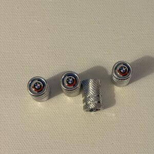 BMW 50th Anniversary Valve Stem Caps in Silver Set of 4 NWT